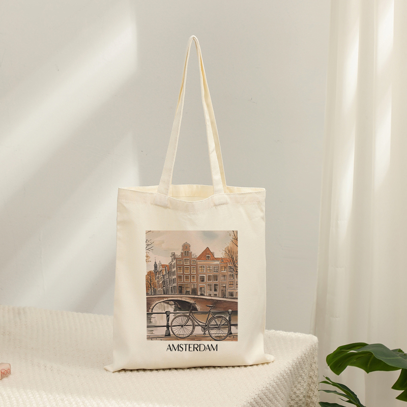 Women Bags Netherlands - Vintage Amsterdam Netherlands Print Canvas Tote